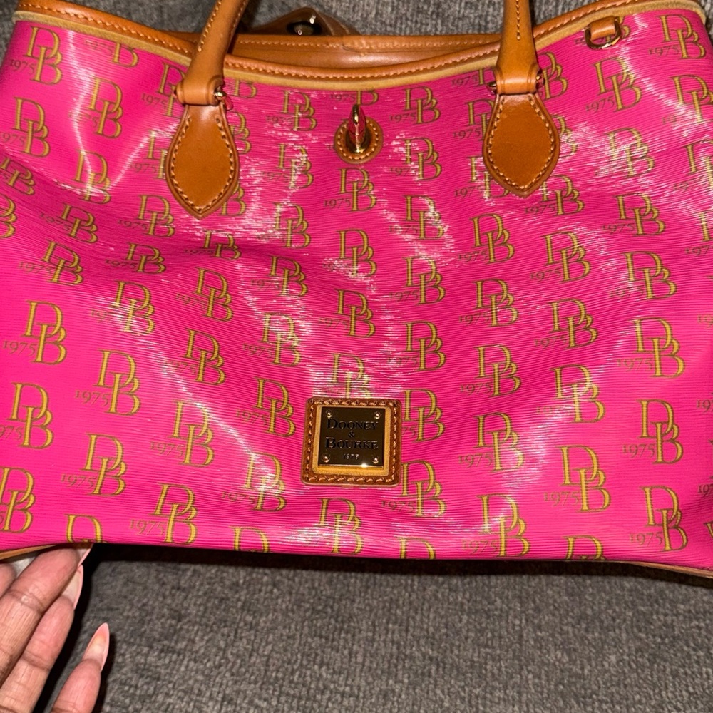 Dooney & Bourke Fuchsia Satchel with Camel Handles - Picture 8 of 9